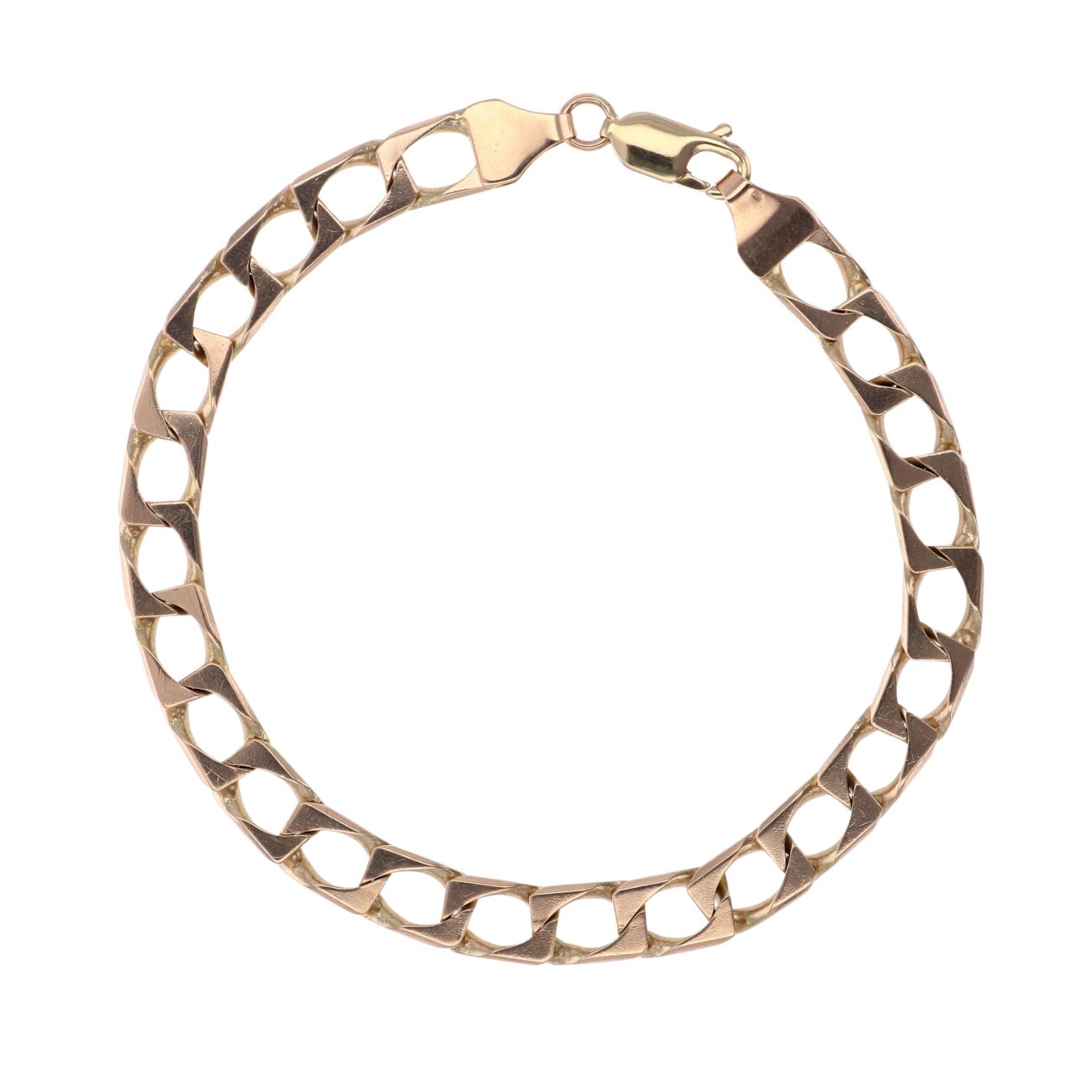 9ct Yellow Gold Square Link Curb Bracelet 8.5"