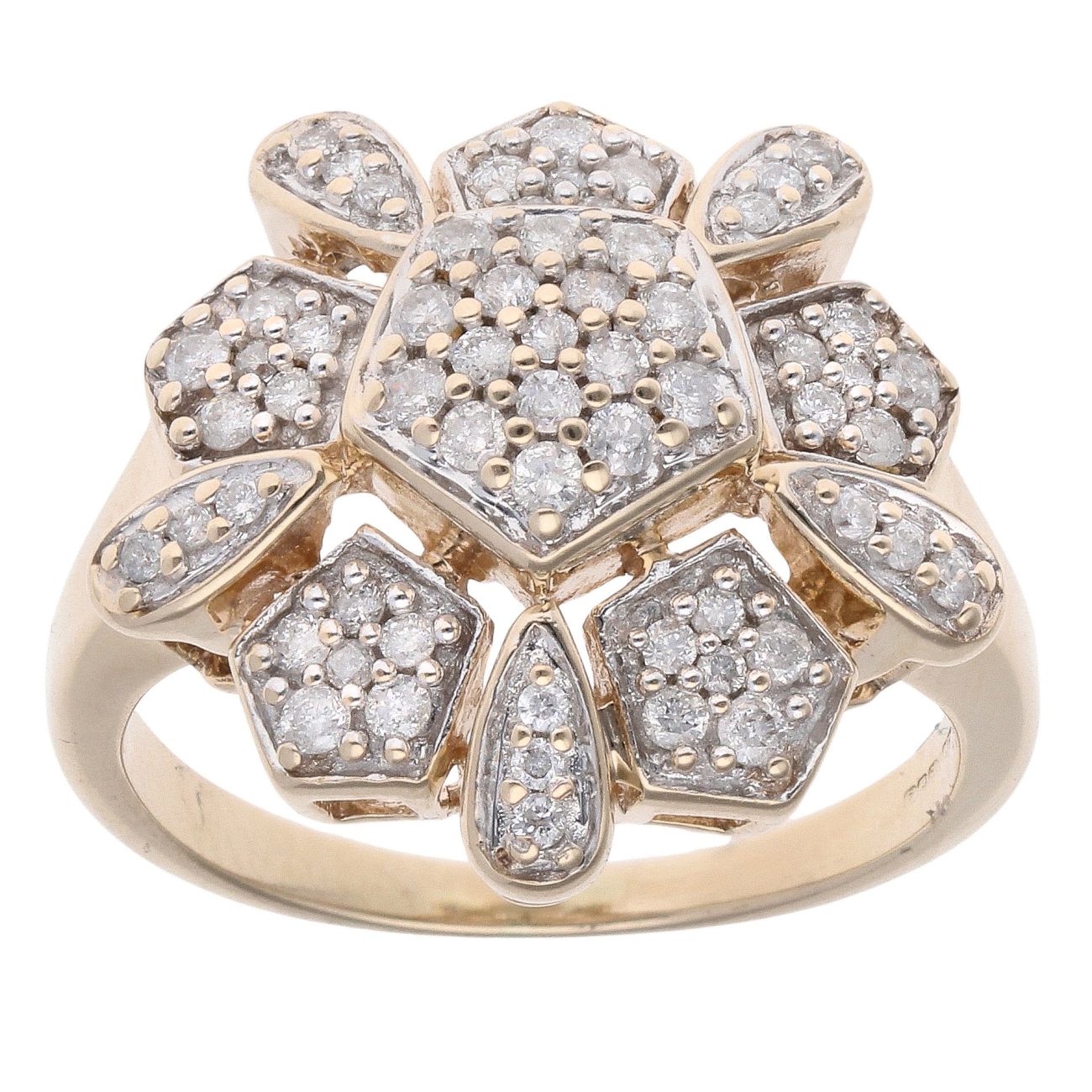 9ct Yellow Gold 0.50ct Diamond Cluster Ring