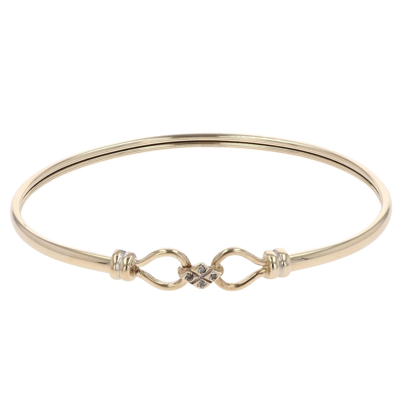 9ct Yellow Gold 0.05ct Diamond Hinged Bangle