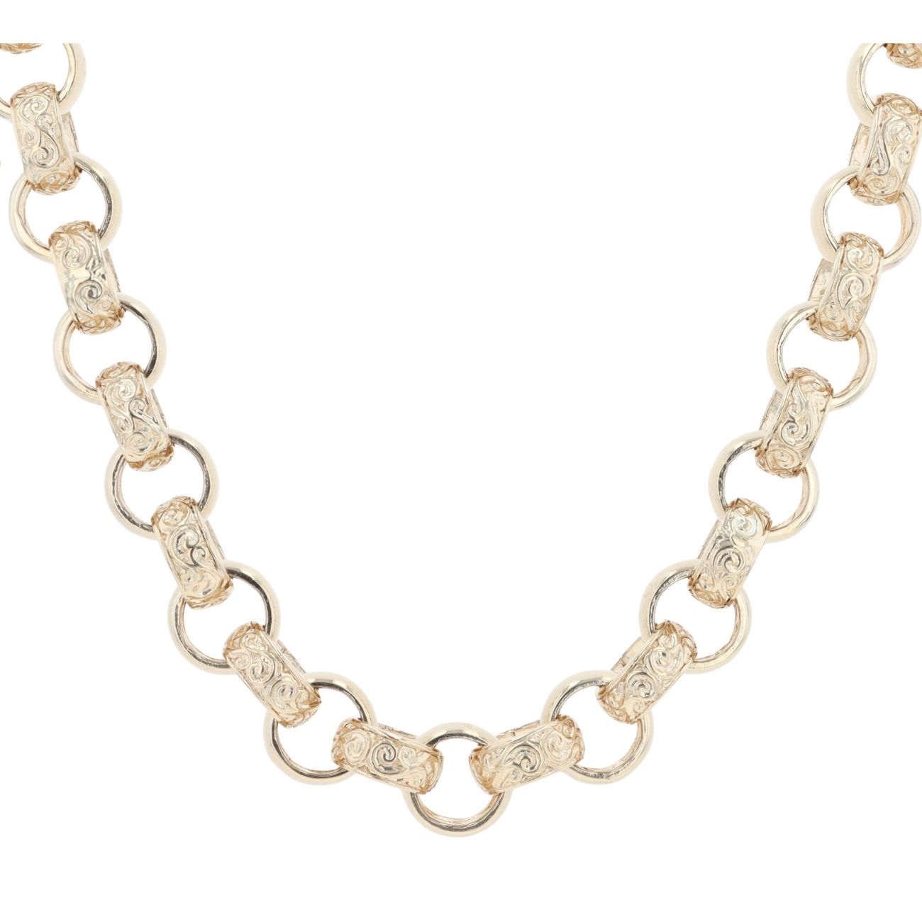 9ct Yellow Gold Patterned And Plain Belcher Chain 30"