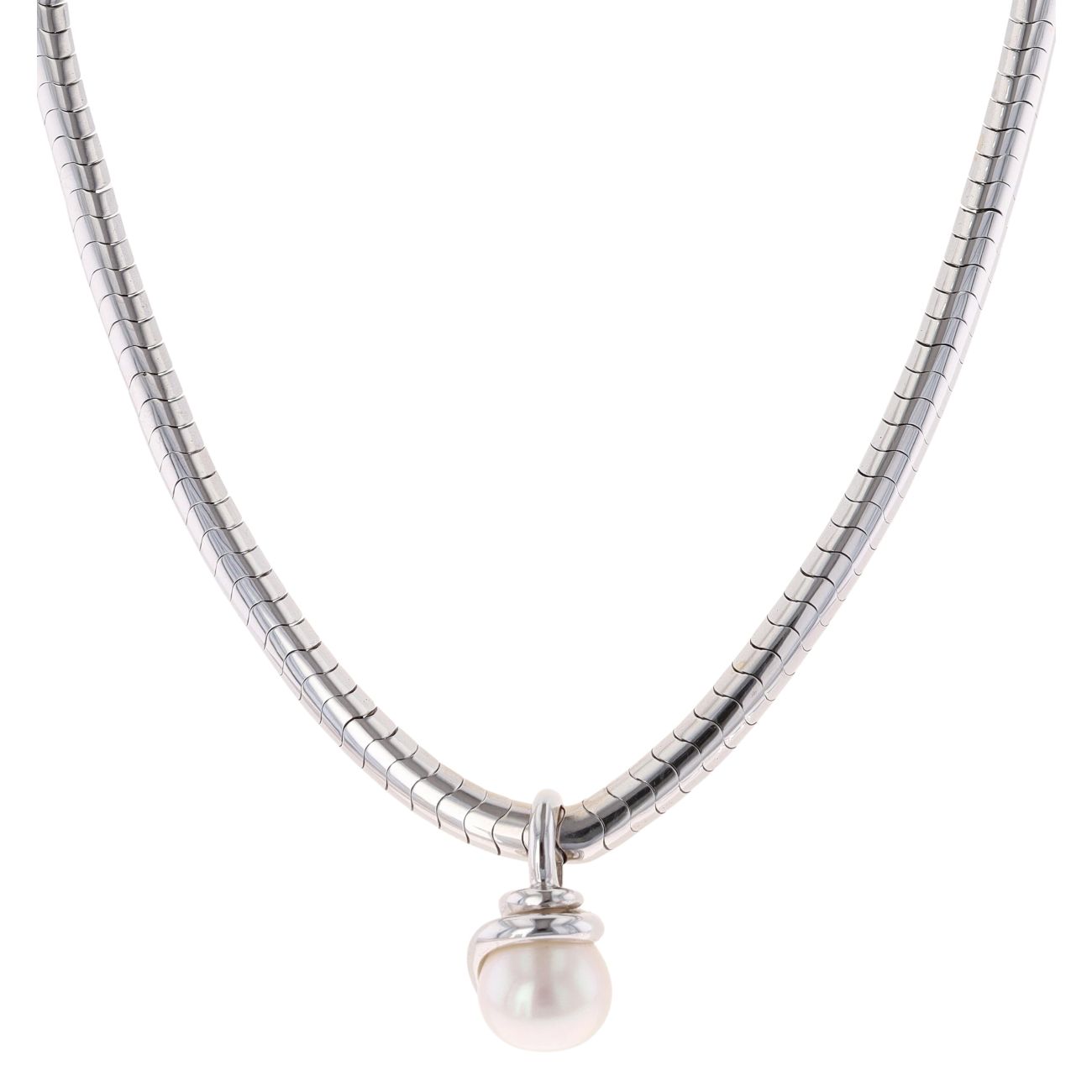 18ct White Gold Large Pearl Pendant and Chain 16"