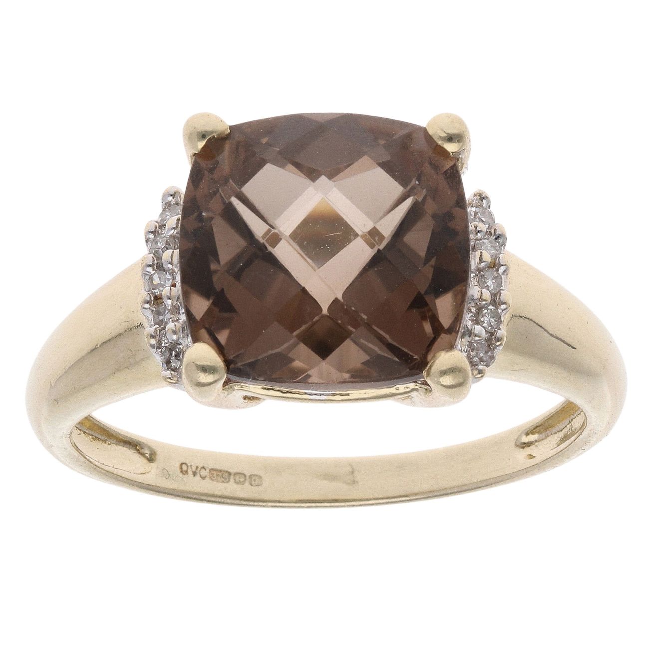9ct Yellow Gold 0.05ct Diamond And Smoky Quartz Dress Ring