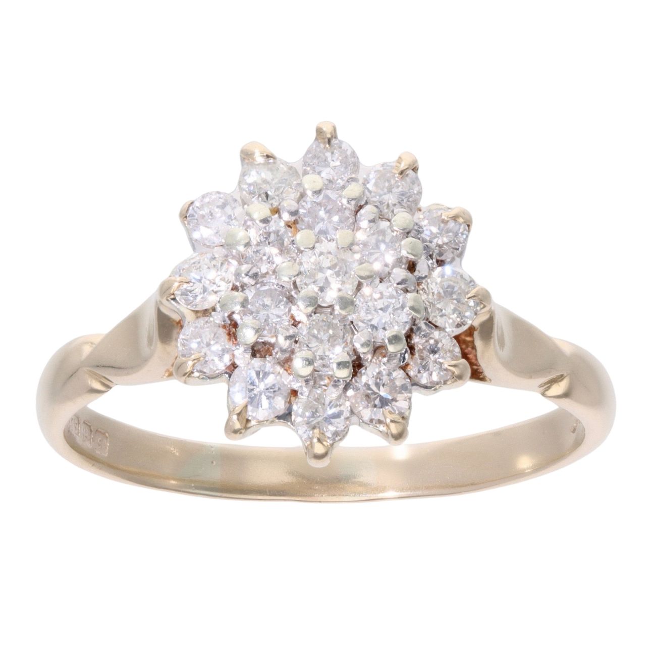 9ct Yellow Gold 0.60ct Diamond Cluster Ring