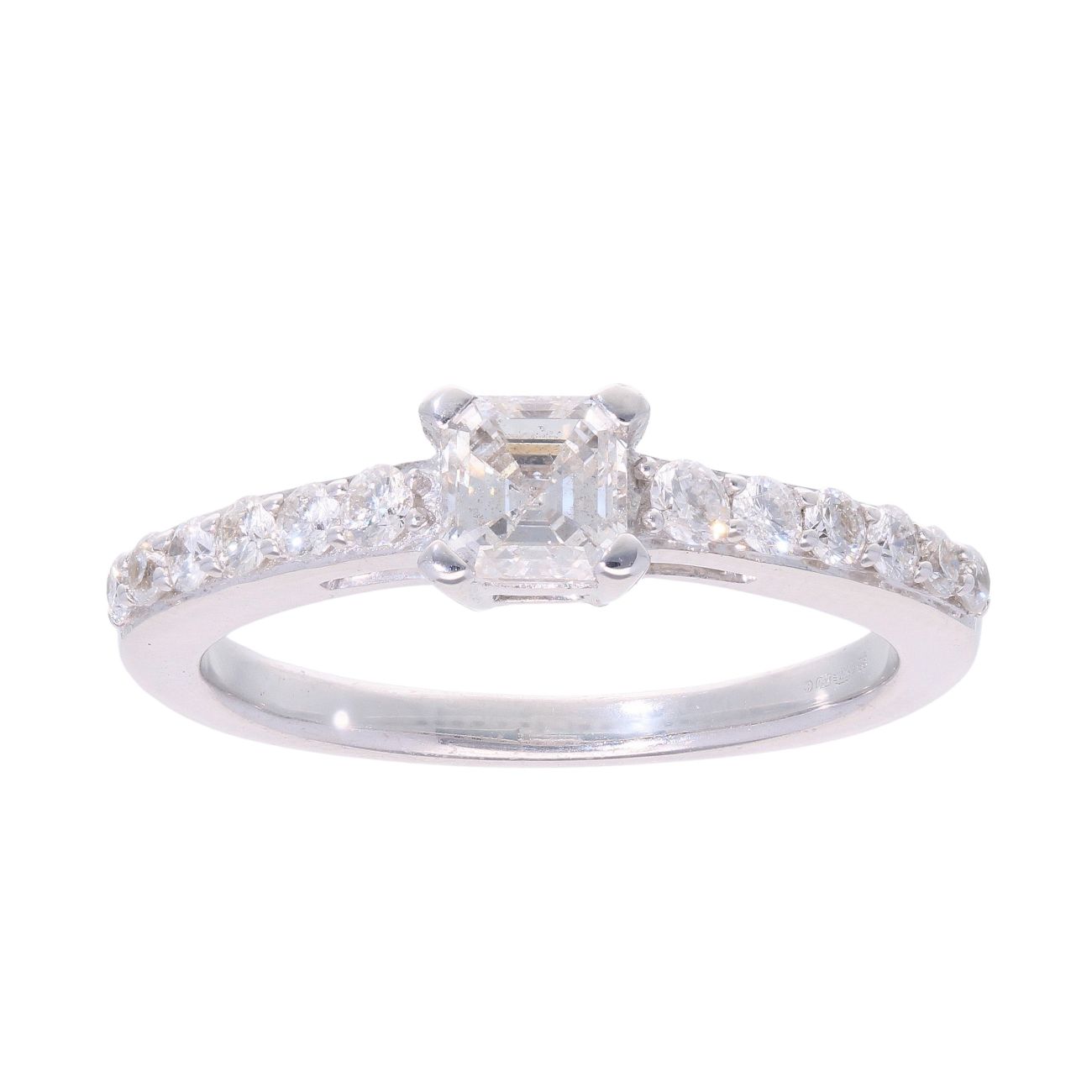 18ct White Gold 0.75ct Asscher Cut Diamond Solitaire Ring