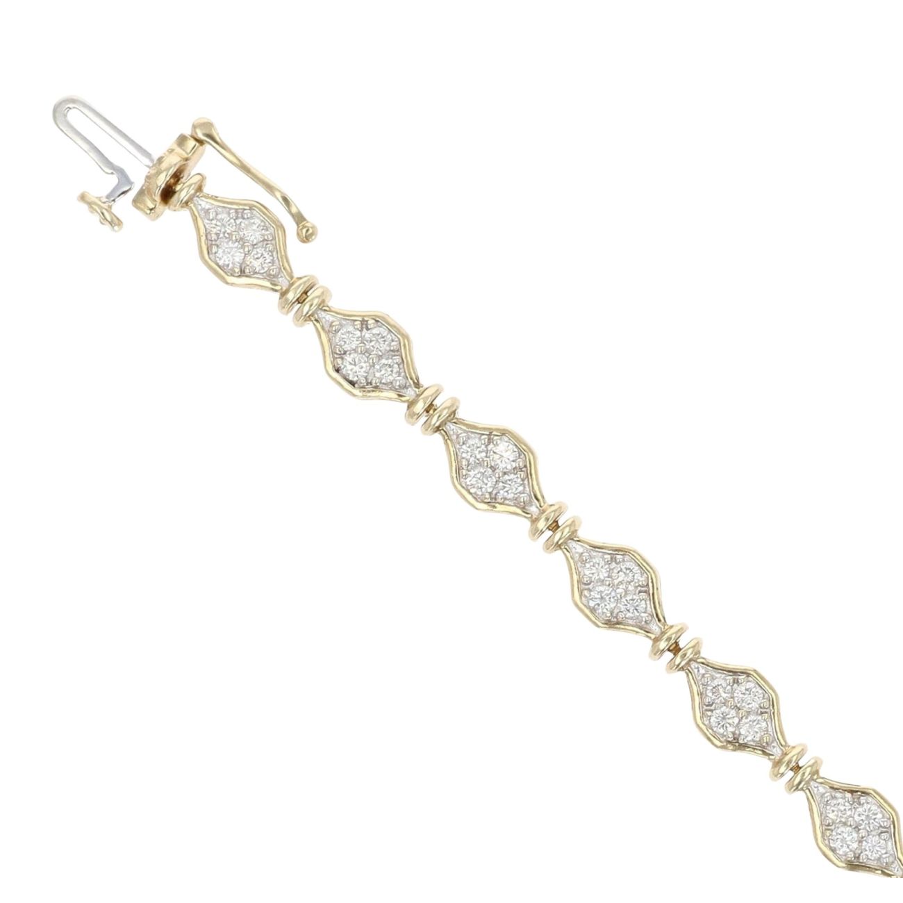 9ct Yellow Gold 1.80ct Brilliant Cut Diamond Cluster Bracelet 7.5"