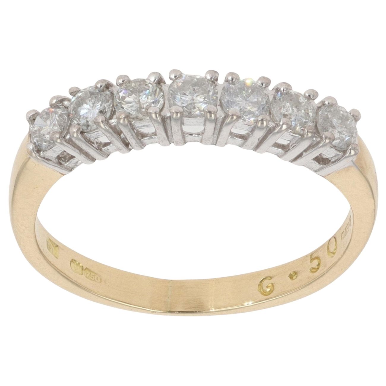 18ct Yellow Gold 0.50ct Brilliant Cut Diamond Half Eternity Ring