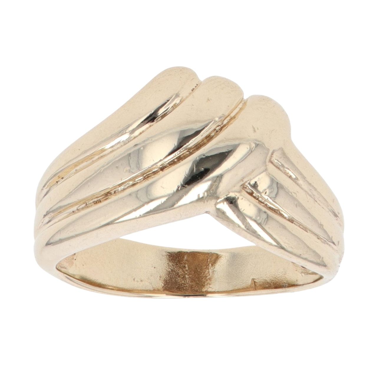 9ct Yellow Gold Three Row Wishbone Ring