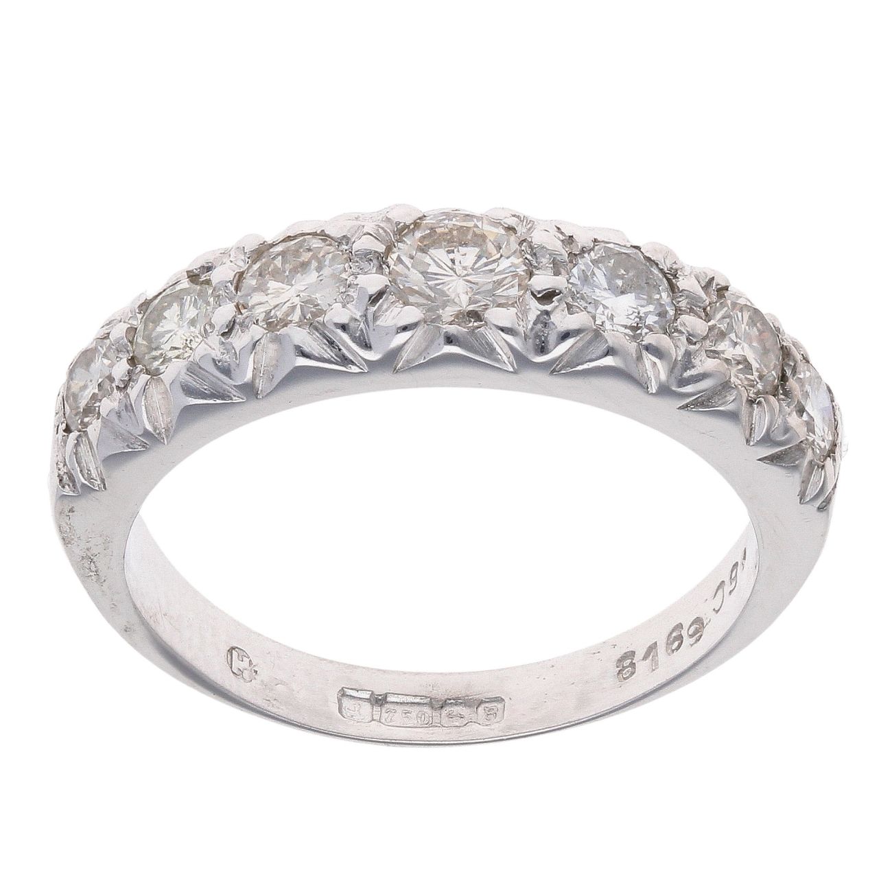 18ct White Gold 0.90ct Brilliant Cut Diamond Half Eternity Ring