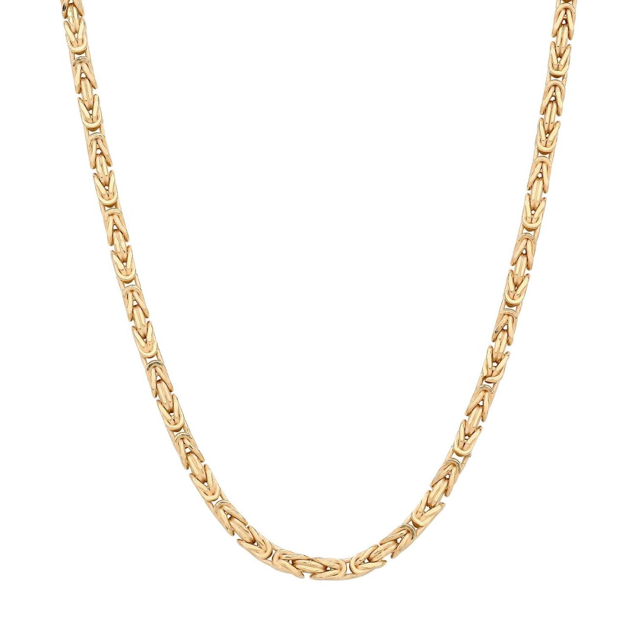 18ct Yellow Gold on Sterling Silver Solid 2.5mm Byzantine Chain Necklace
