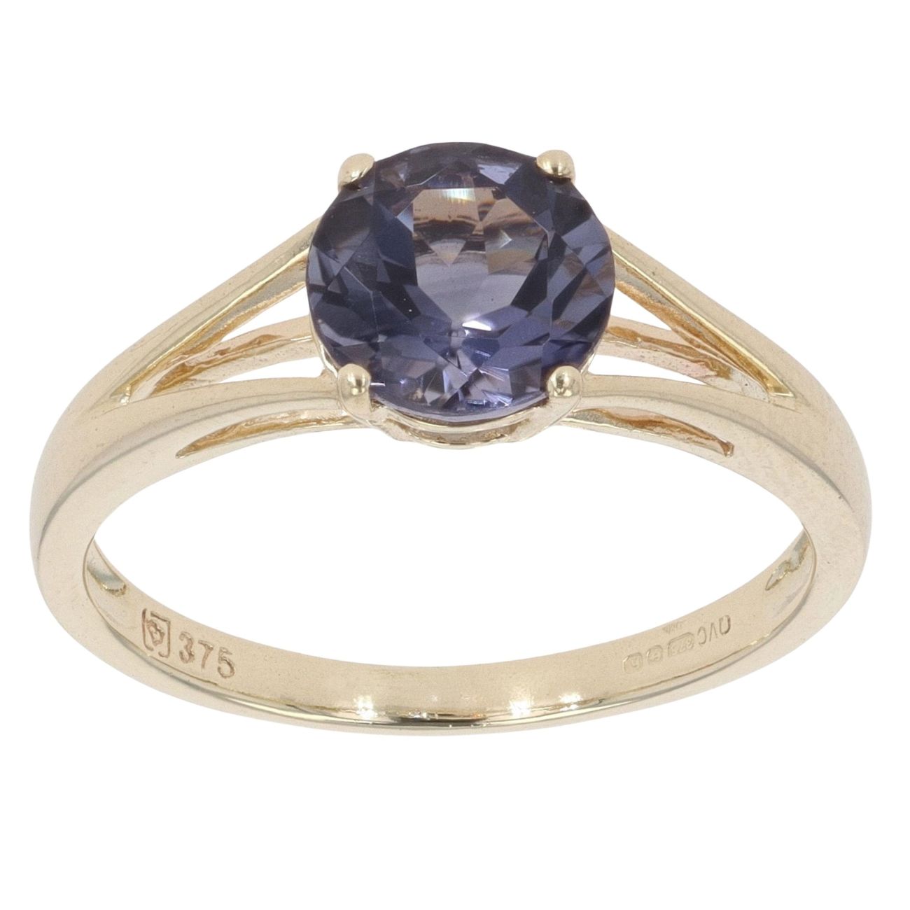 9ct Yellow Gold Iolite Single Stone Ring
