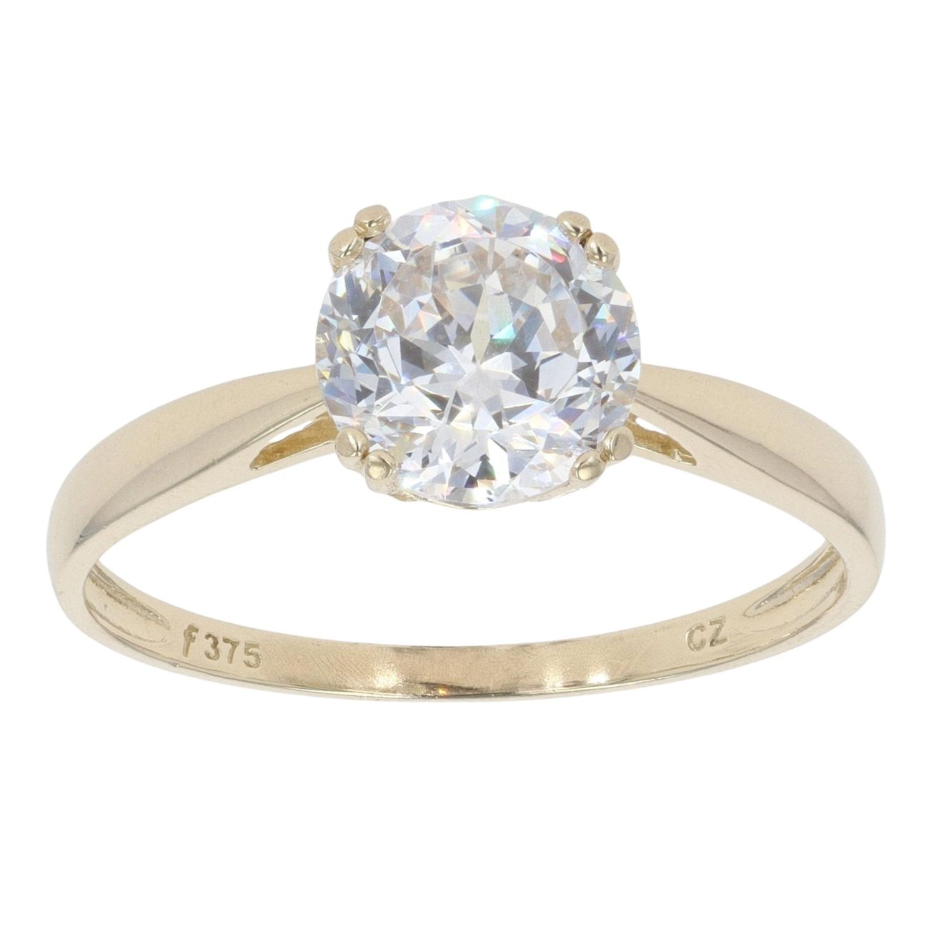 9ct Yellow Gold Cubic Zirconia Solitaire Ring