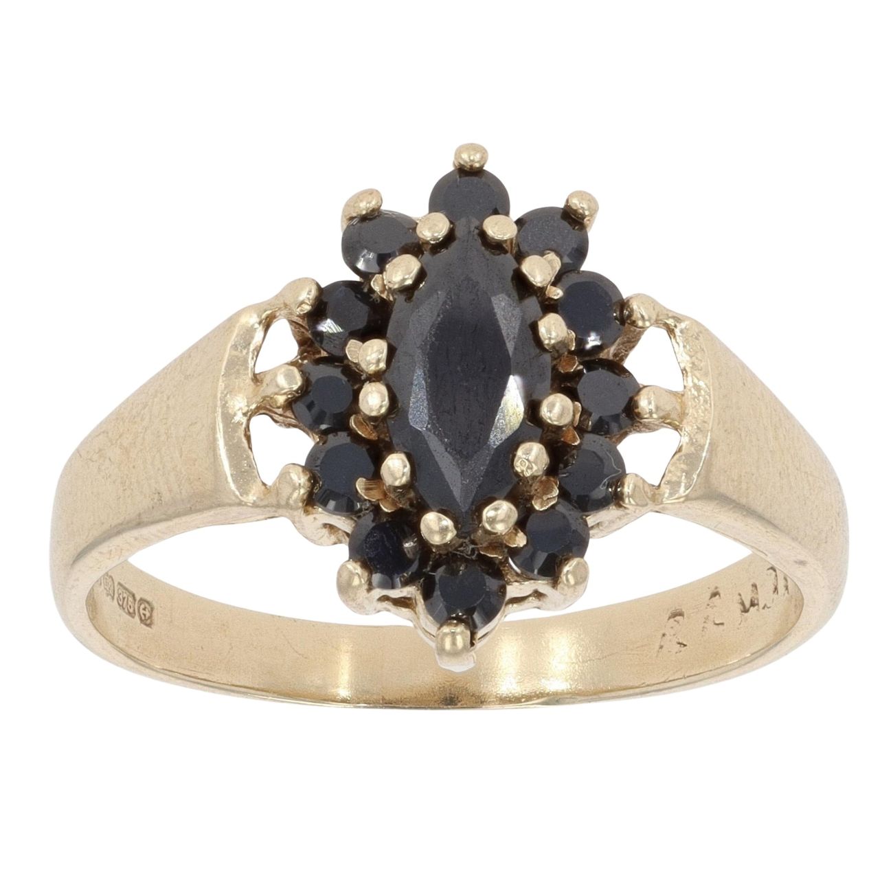 9ct Yellow Gold Sapphire Gemstone Cluster Ring