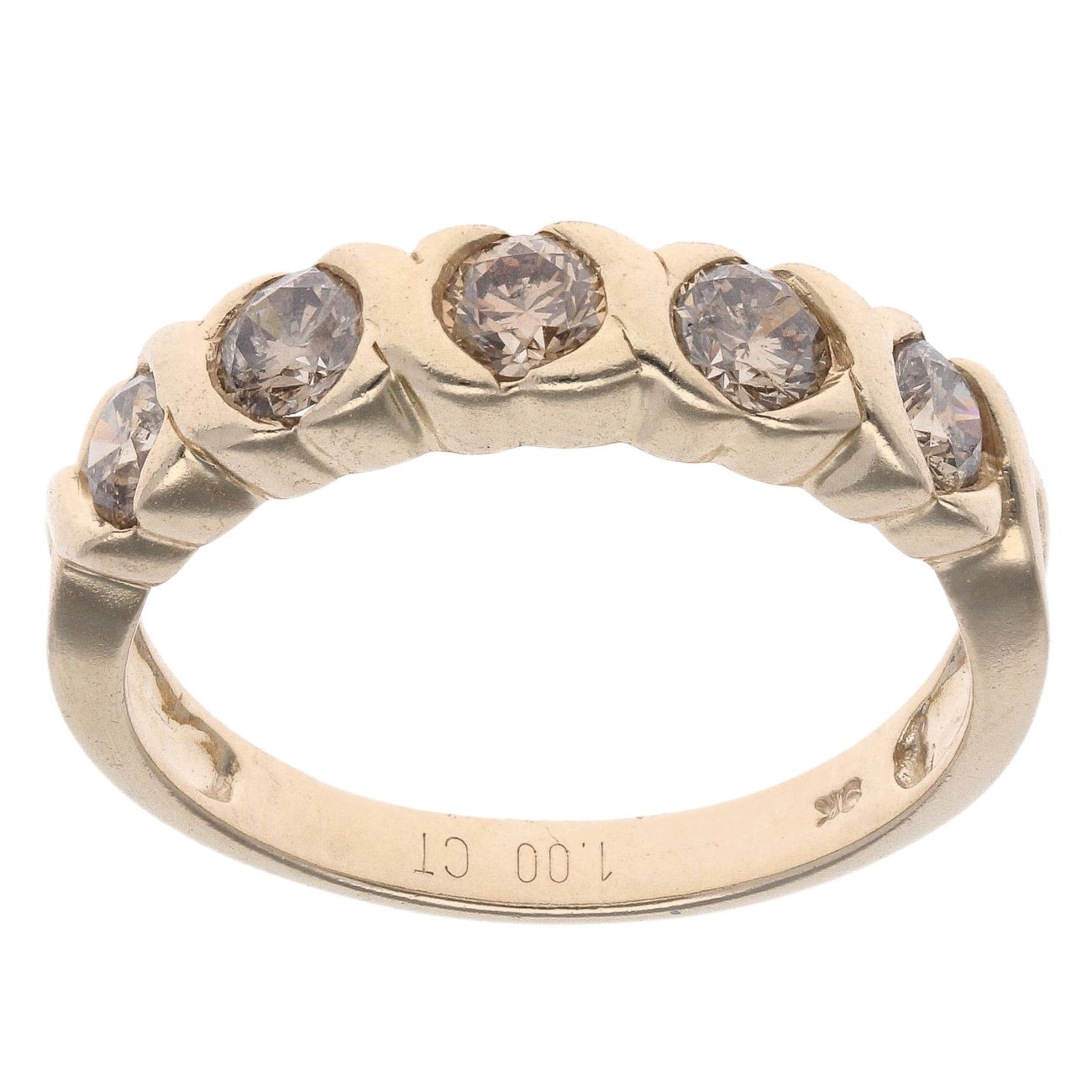 9ct Yellow Gold 1.00ct Brown Diamond Five Stone Ring