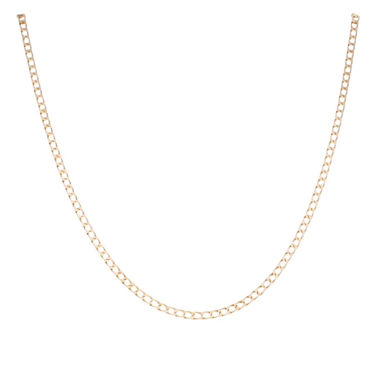 9ct Yellow Gold Square Link Curb Chain 18"