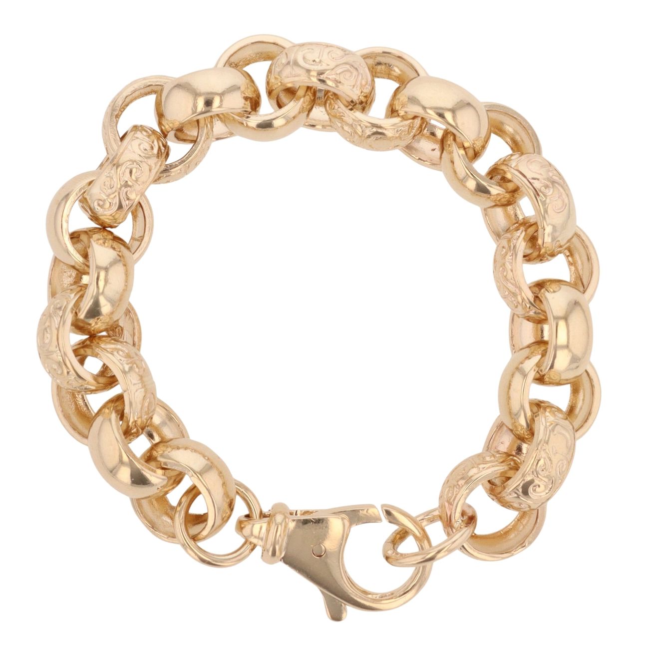 9ct Yellow Gold Patterned Belcher Bracelet 8.5"