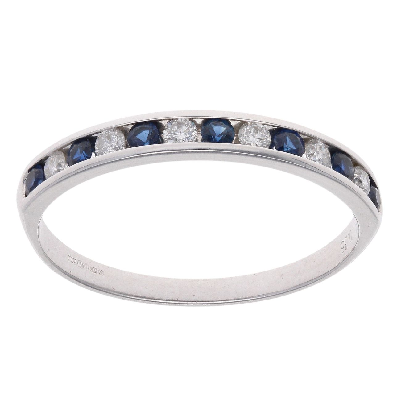 9ct White Gold 0.35ct Diamond And Sapphire Half Eternity Ring
