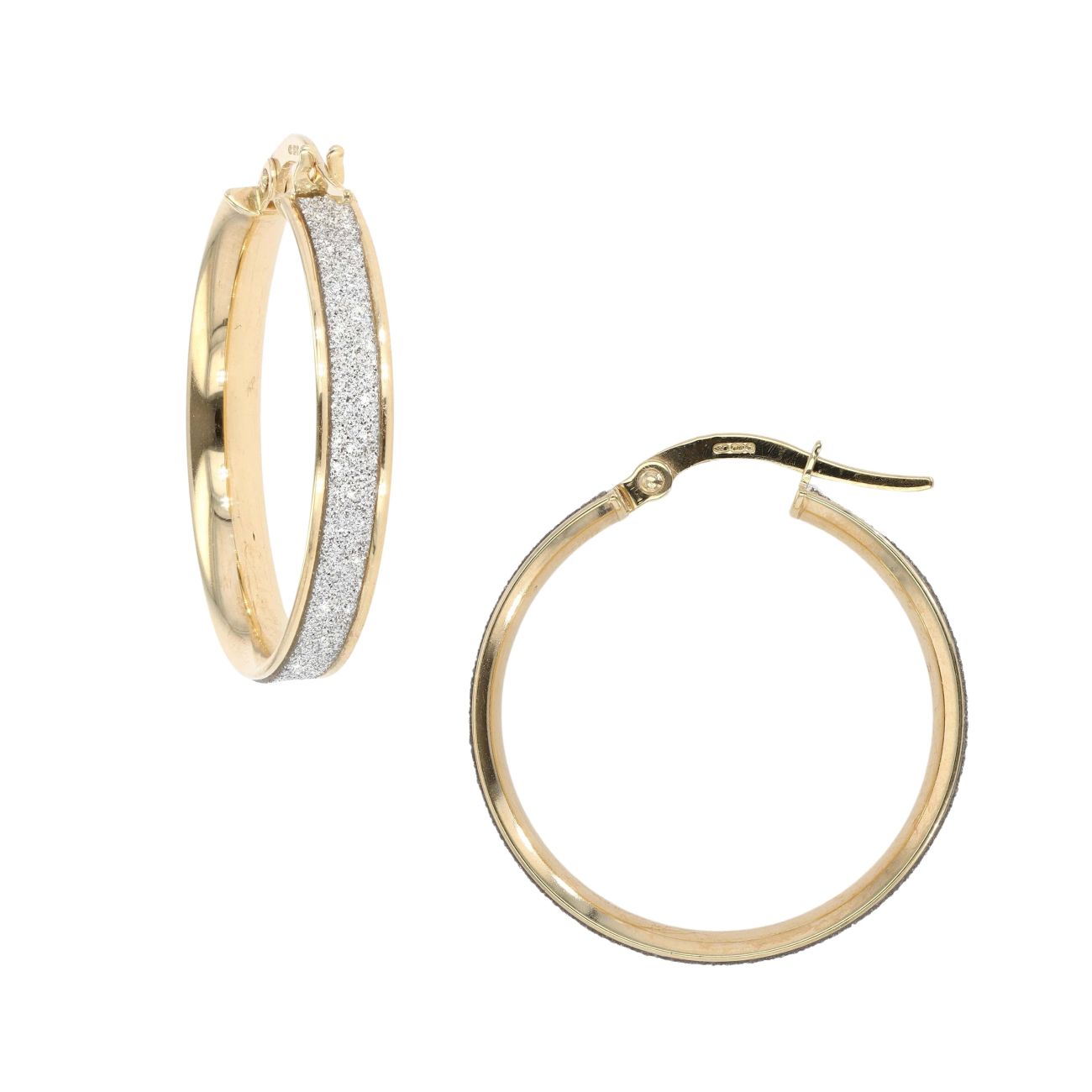 9ct Yellow Gold Glitter Hoop Earrings
