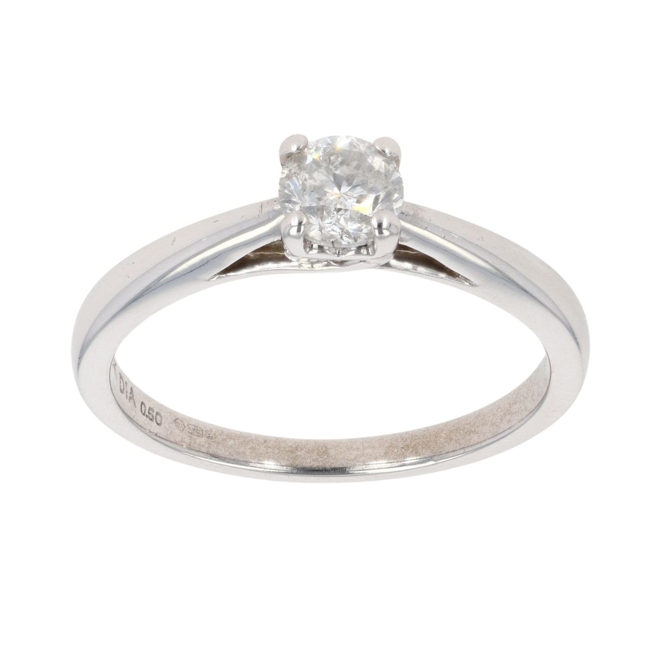 9ct White Gold 0.50ct Brilliant Cut Diamond Solitaire Ring