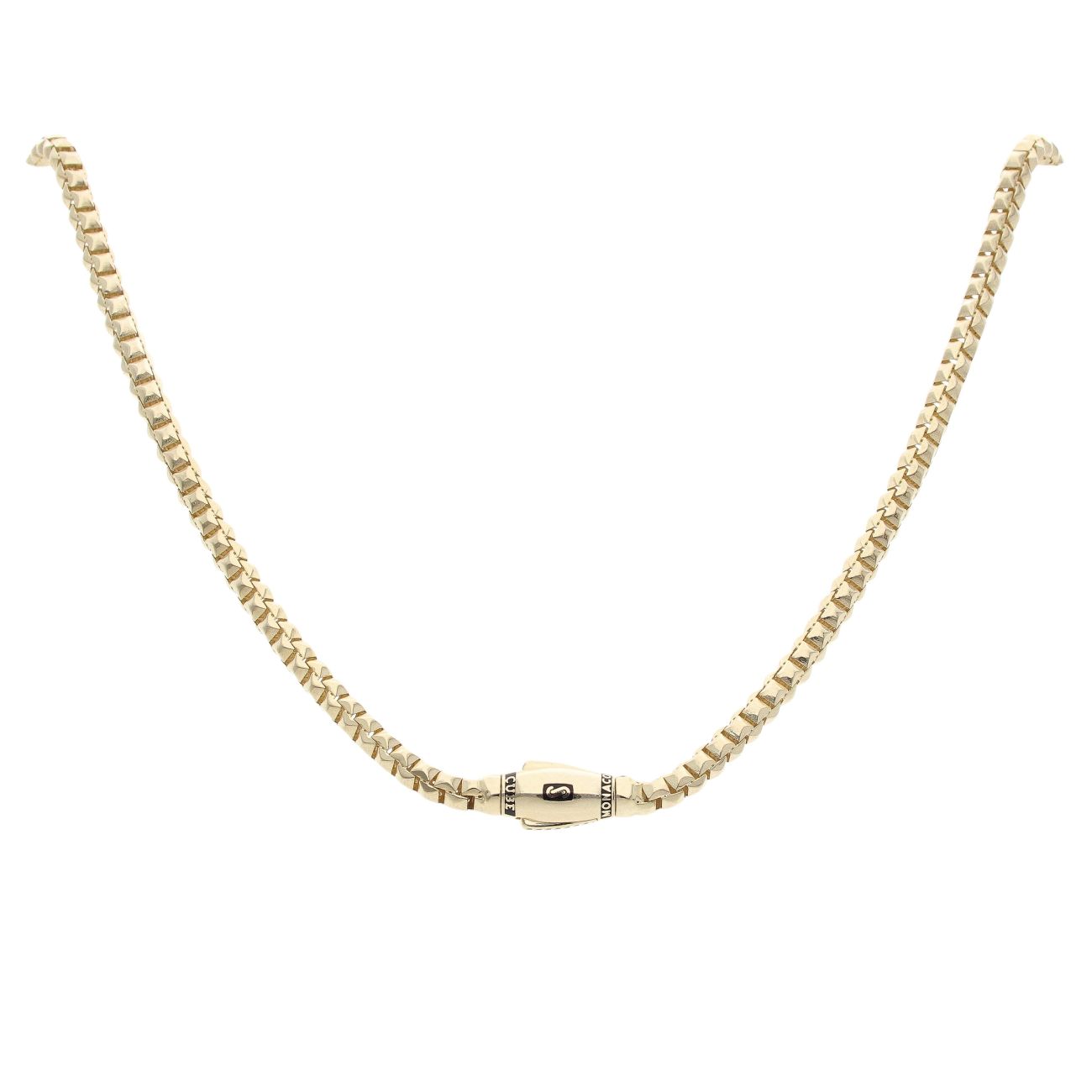 14ct Yellow Gold Monaco Cube Plain Lock Chain 28"