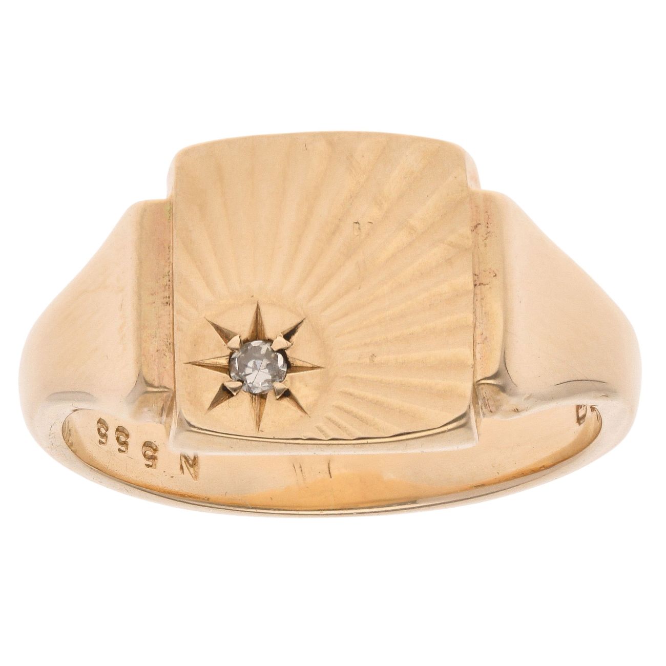 9ct Yellow Gold 0.05ct Diamond Signet Ring