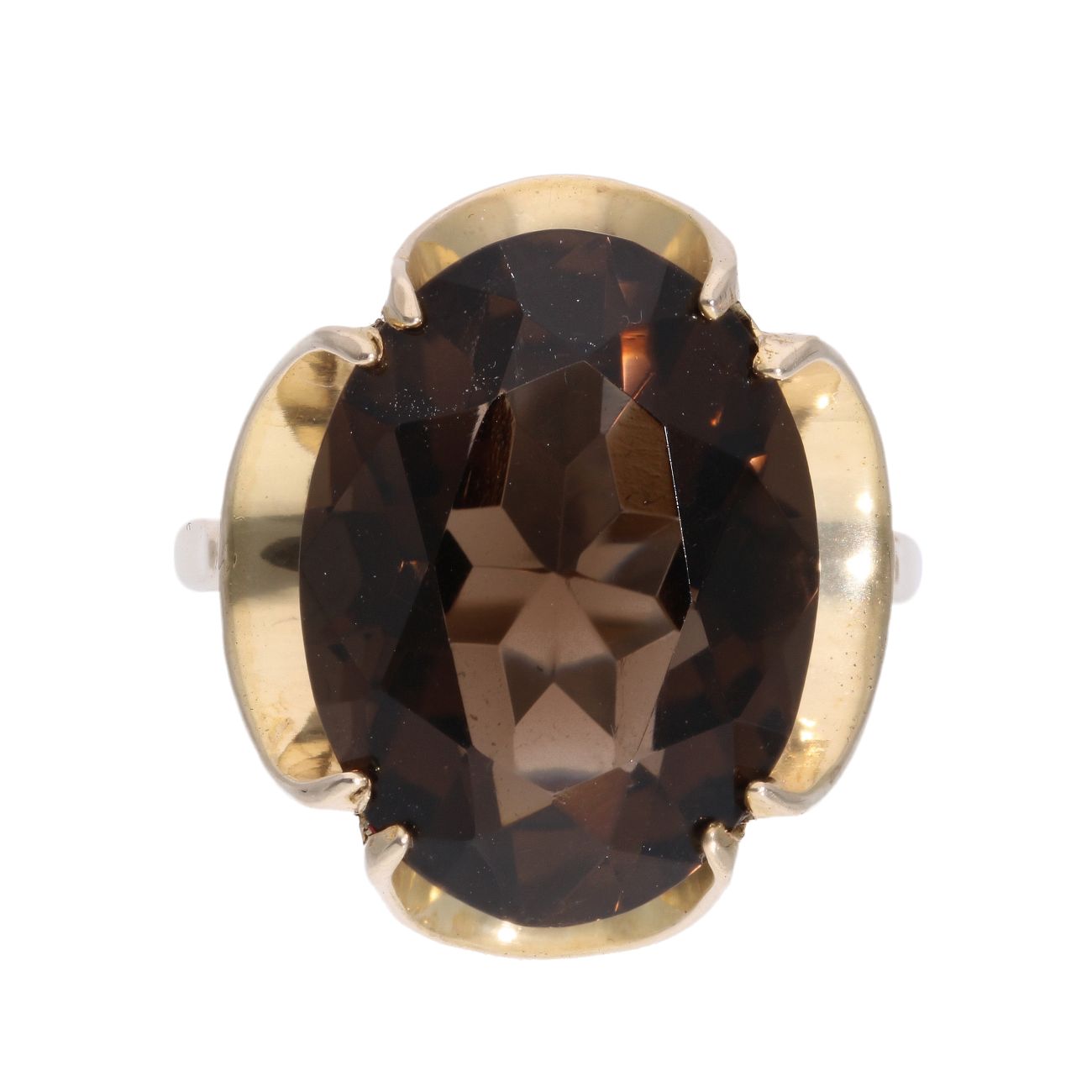 9ct Yellow Gold Smokey Quartz Single Stone Ring