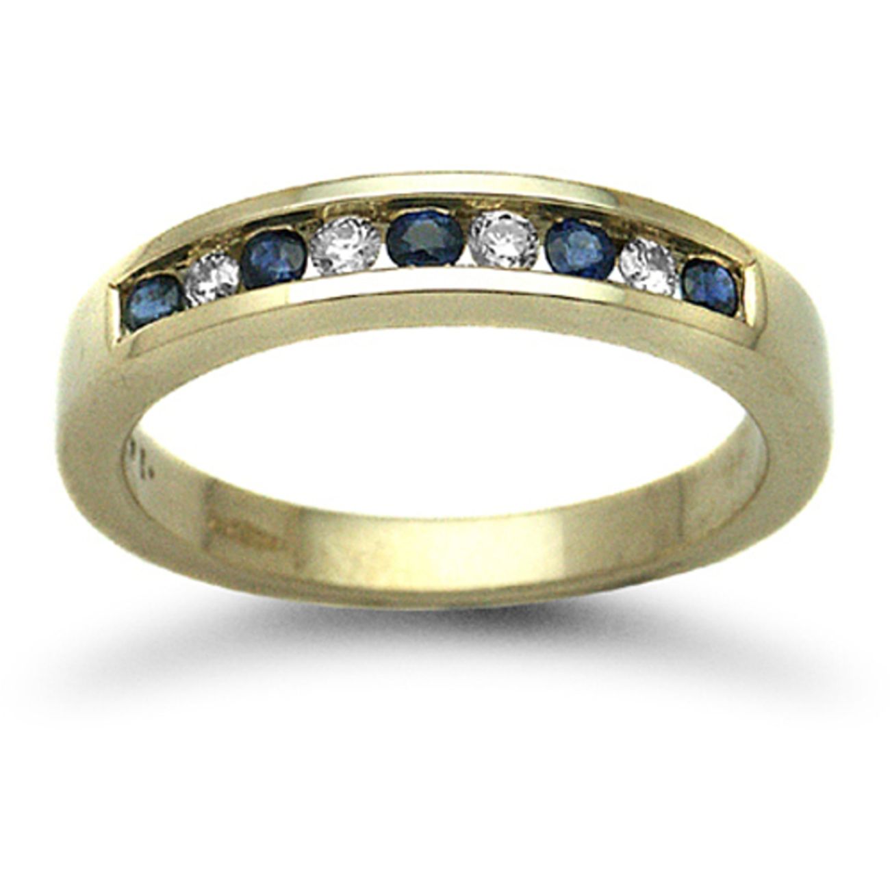 9 Carat Yellow Gold 50pts Diamond & Sapphire Half Eternity Ring