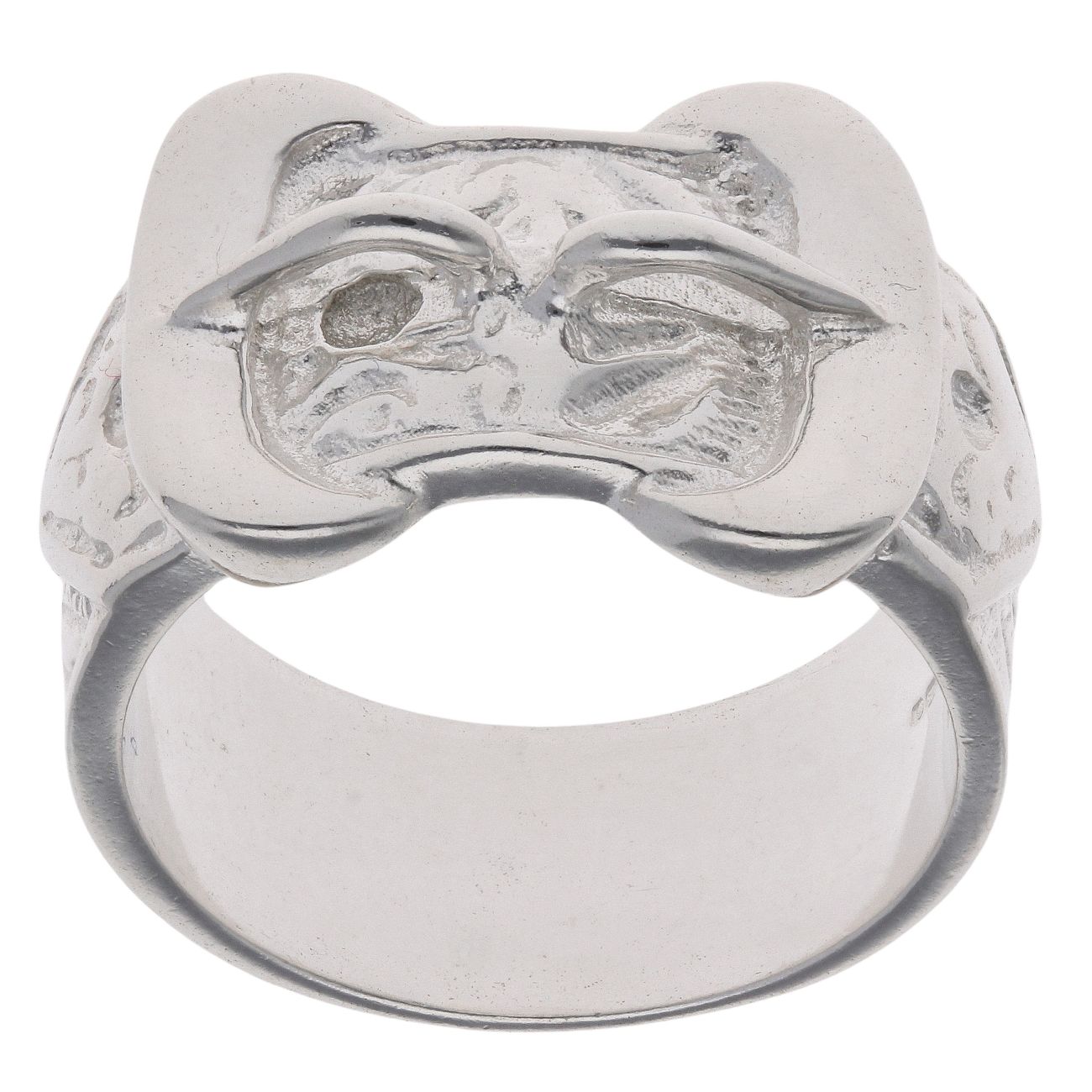 Silver Patterned Double Buckle Ring By Icesia Gents