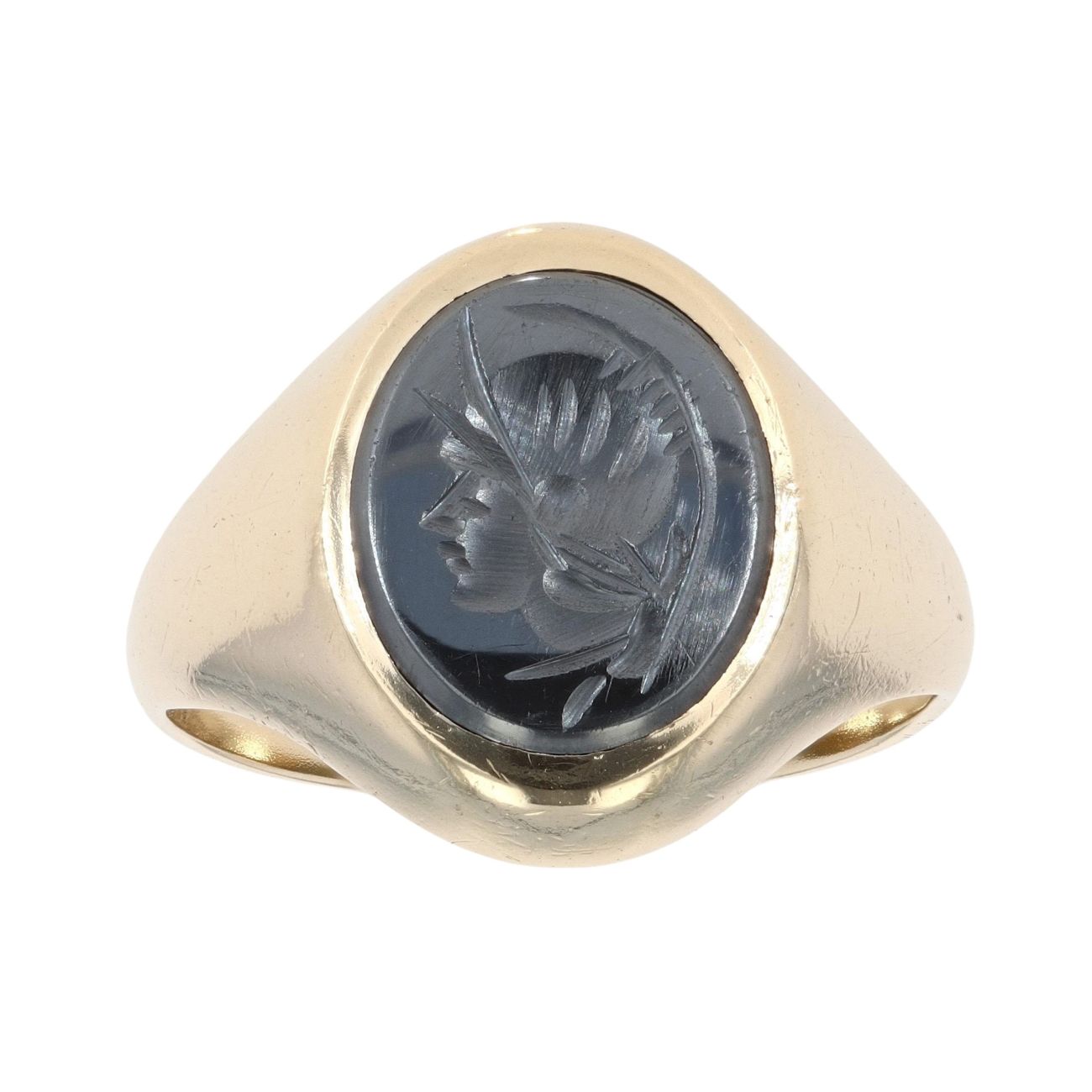 9ct Yellow Gold Hematite Centurion Signet Ring