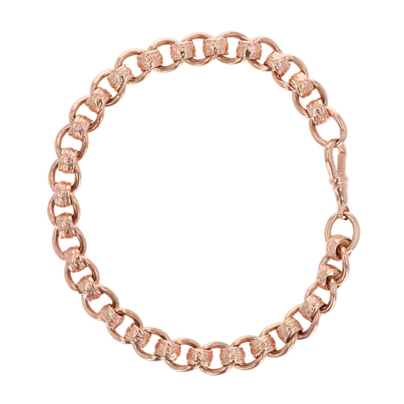 9ct Rose Gold Patterned Rollerball Bracelet 9"