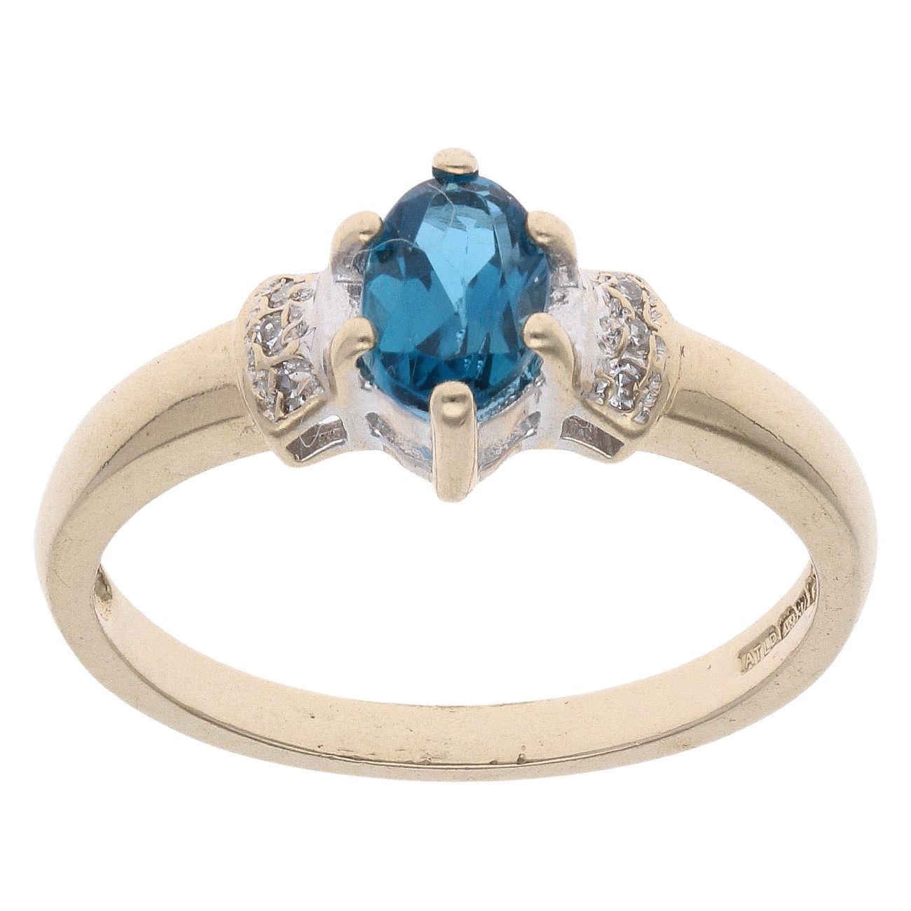 9ct Yellow Gold 0.05ct Diamond And Sapphire Dress Ring