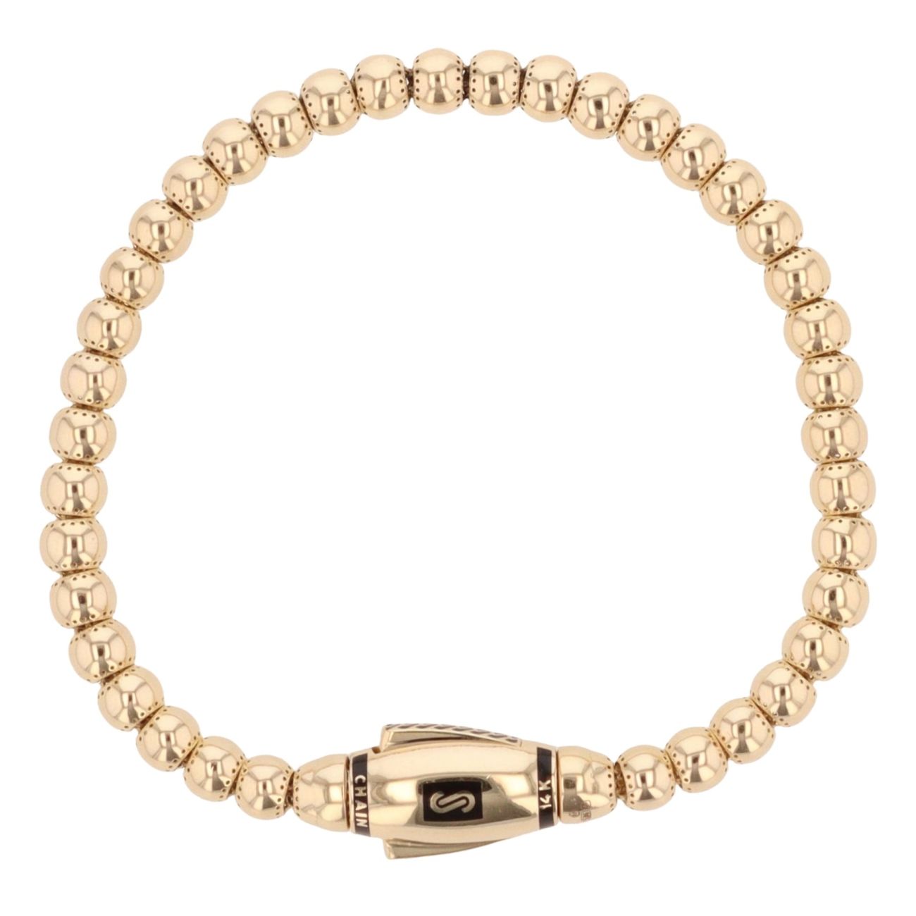 14ct Yellow Gold Monaco Beaded Plain Lock Bracelet 7"