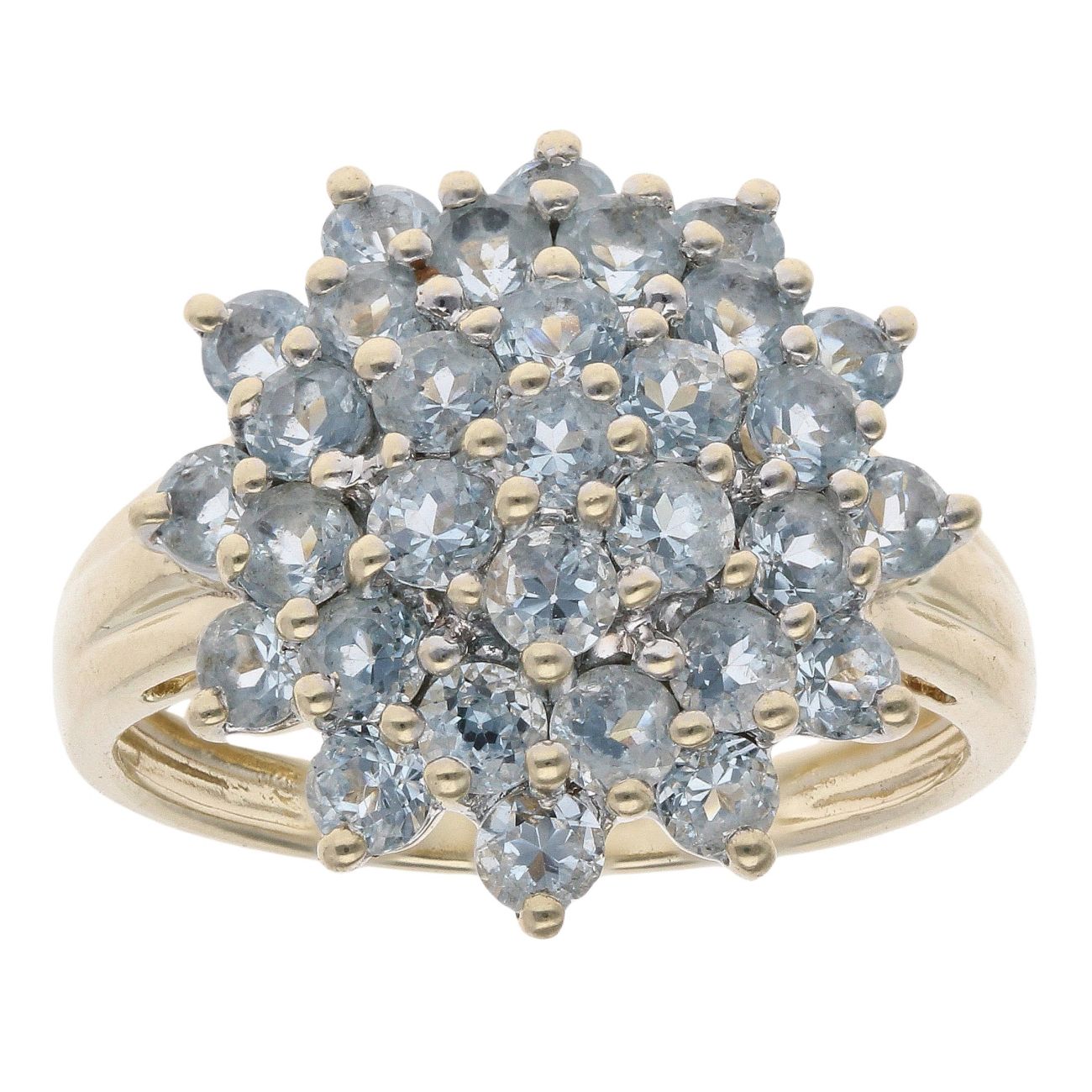 9ct Yellow Gold Blue Gemstone Cluster Ring