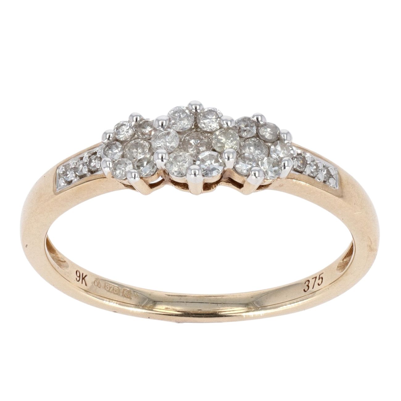 9ct Yellow Gold Diamond Cluster Ring by Anya Belle