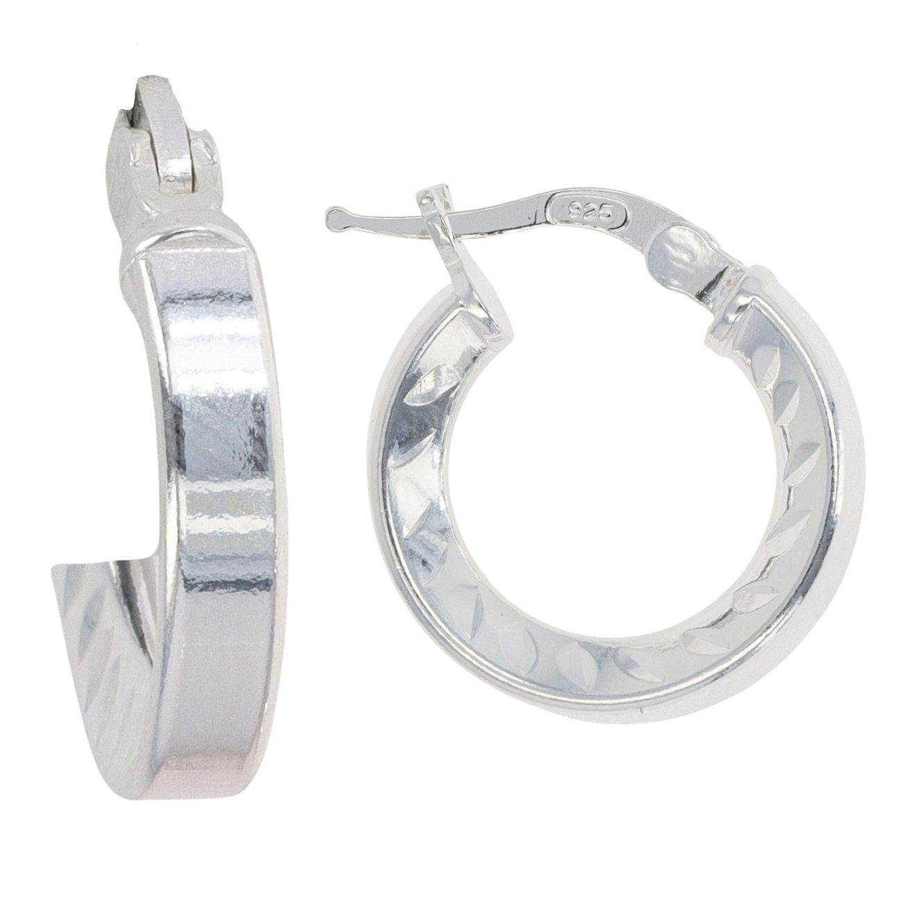 Silver Patterned Hoop Earrings by Icesia