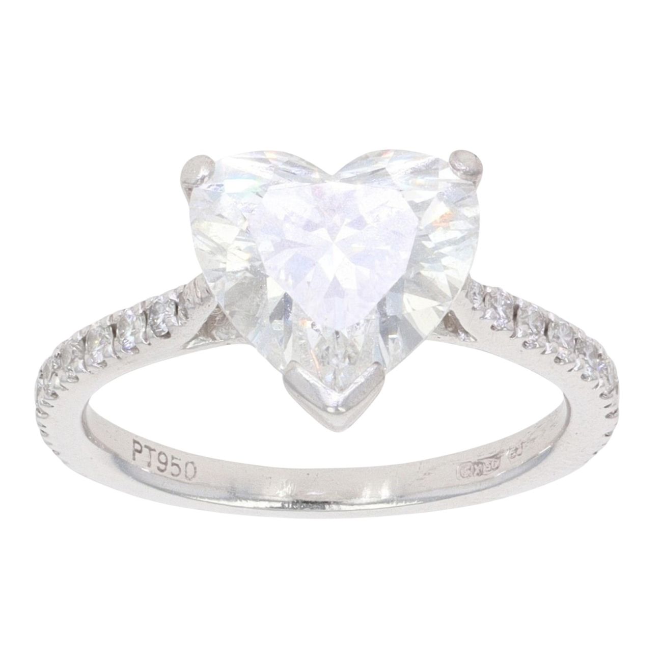 Platinum 2.70ct Heart Cut Diamond Solitaire Ring