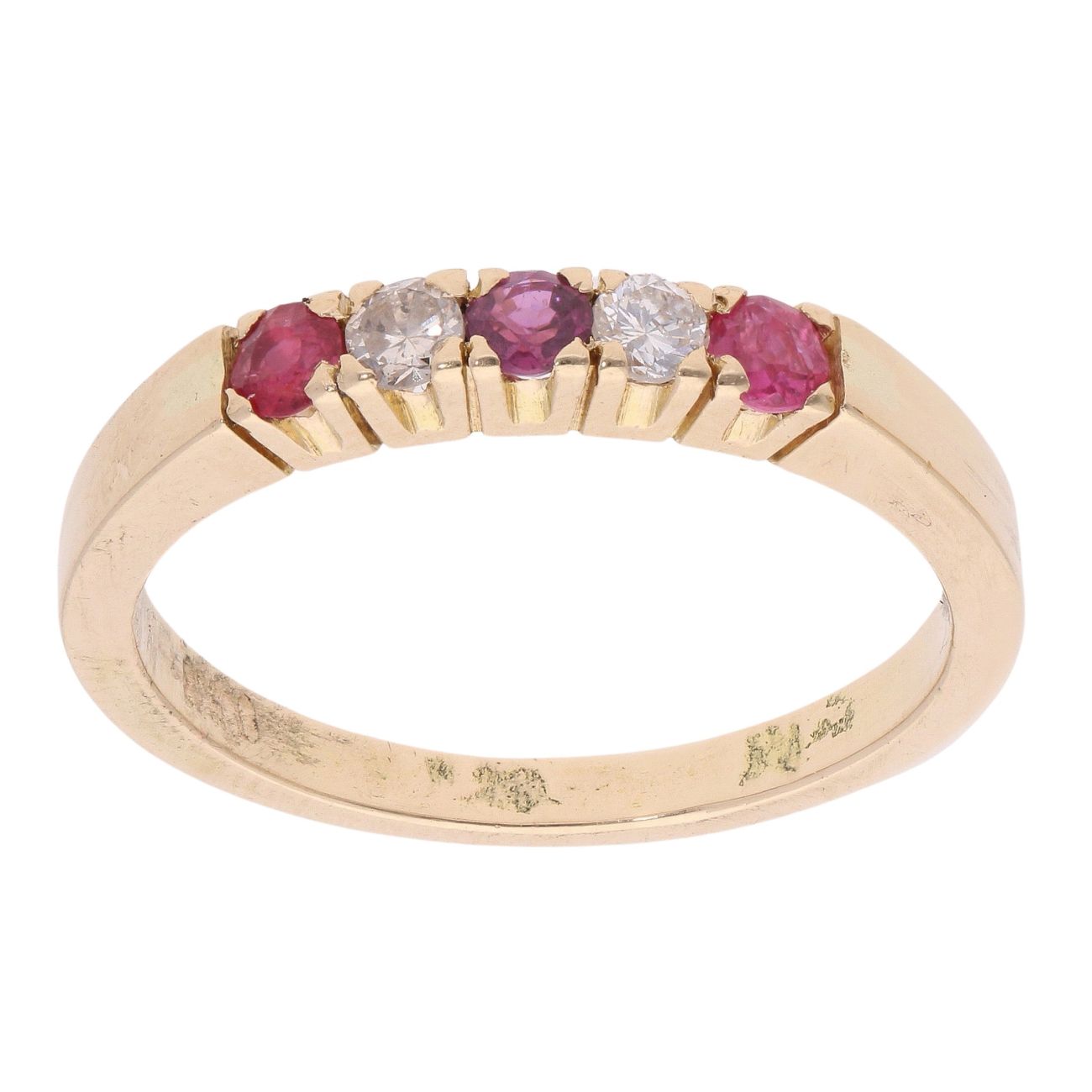 14ct Yellow Gold Ruby And Diamond Half Eternity Ring