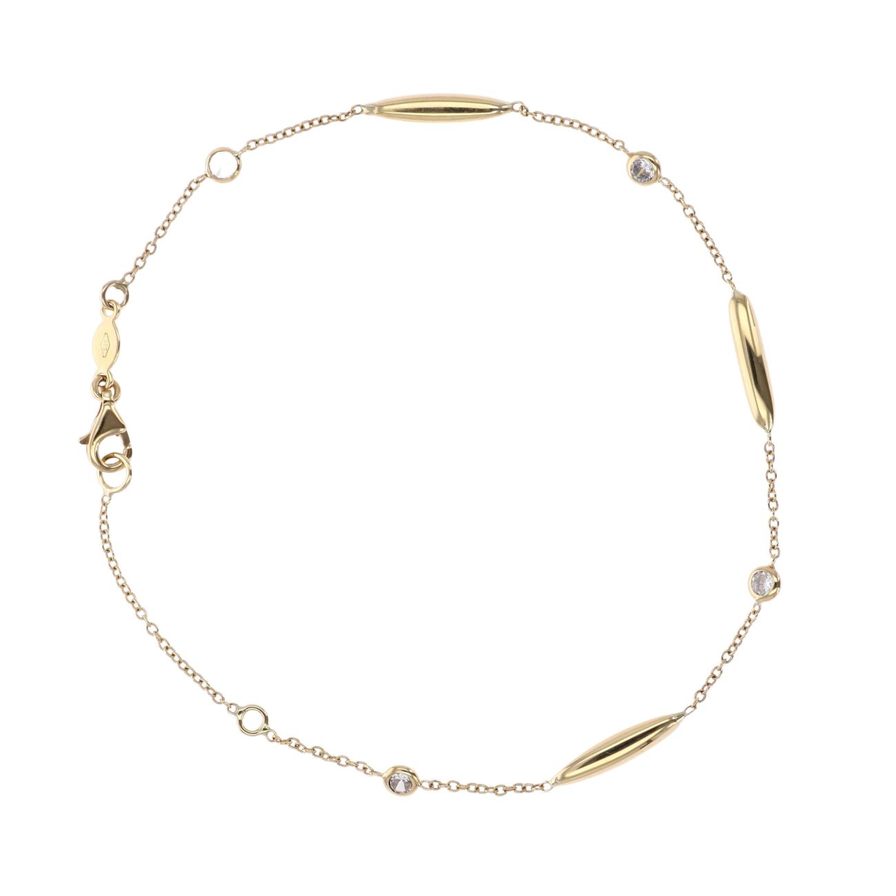 9ct Yellow Gold Cubic Zirconia Bead Bracelet 8.5"