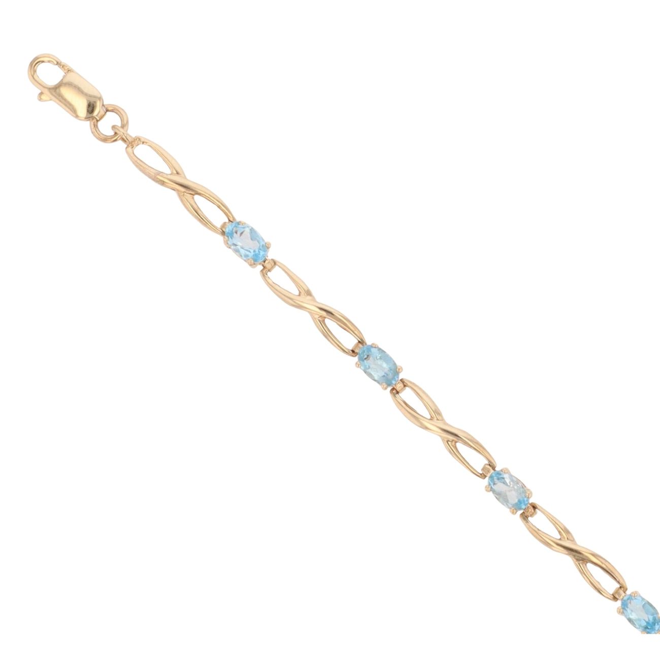 9ct Yellow Gold Blue Topaz Bracelet 7"