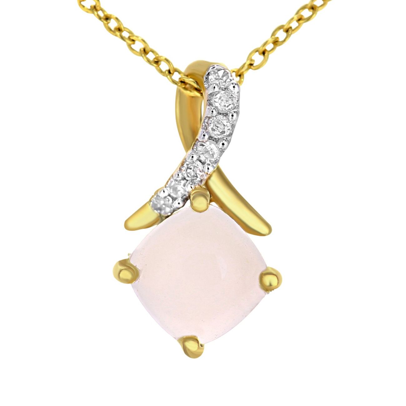 9ct Yellow Gold Opal Crossover Diamond Pendant Necklace