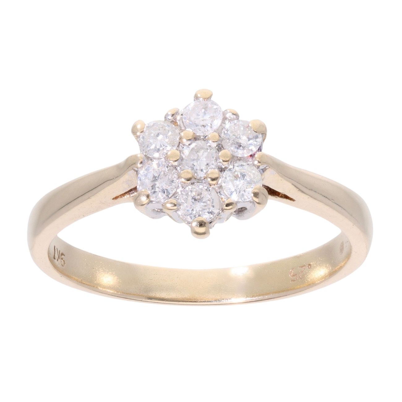 9ct Yellow Gold 0.25ct Diamond Cluster Ring
