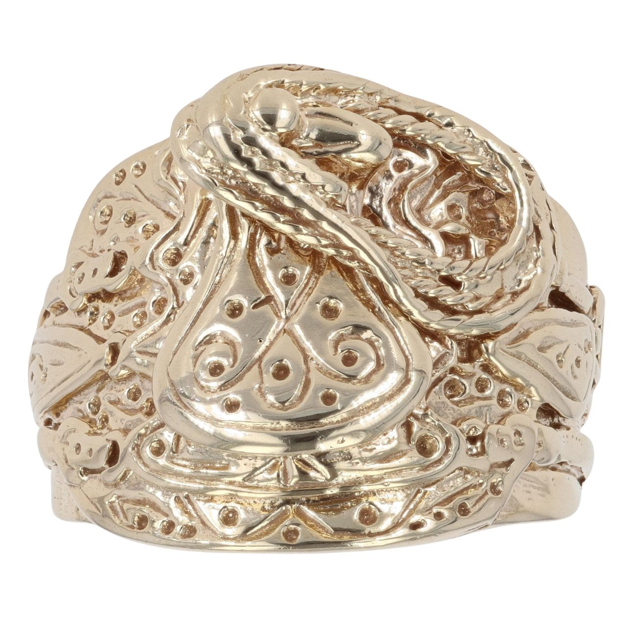 9ct Yellow Gold Patterned Saddle Ring