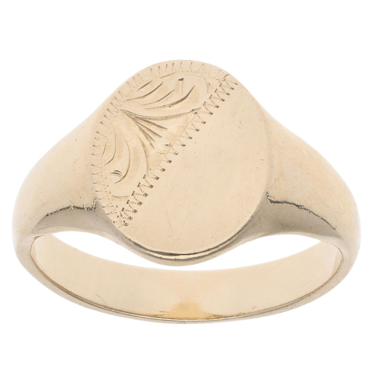 9ct Yellow Gold Half Patterned Signet Ring