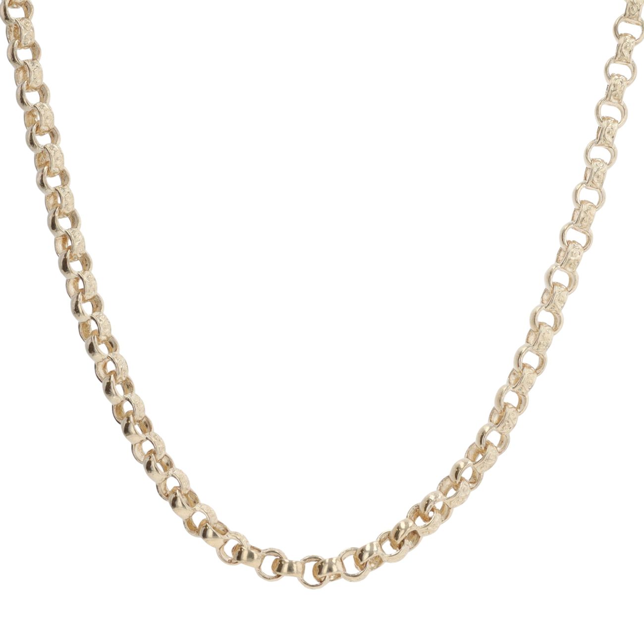 9ct Yellow Gold Plain And Patterned Belcher Chain 16"