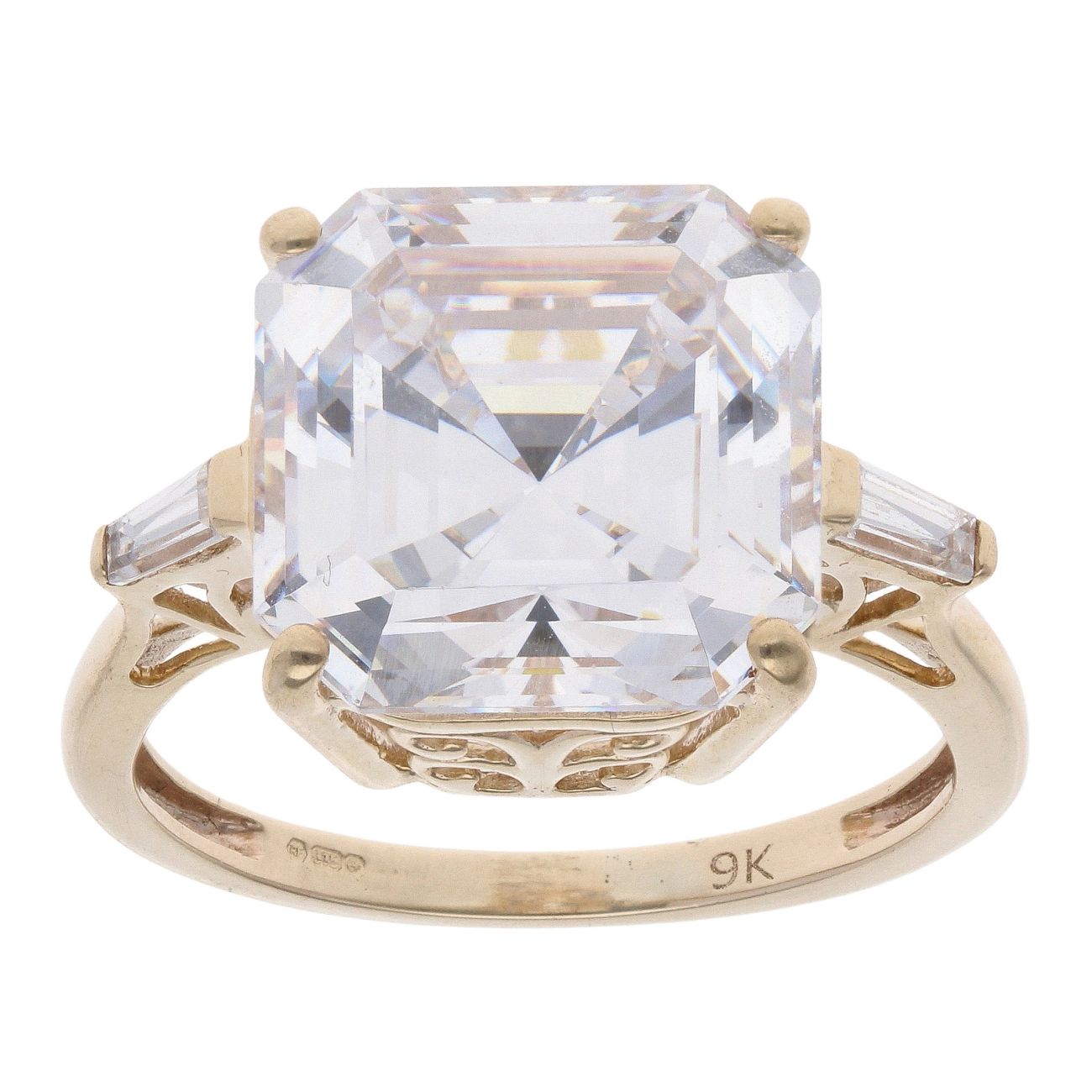 9ct Yellow Gold Colourless Gemstone Ring