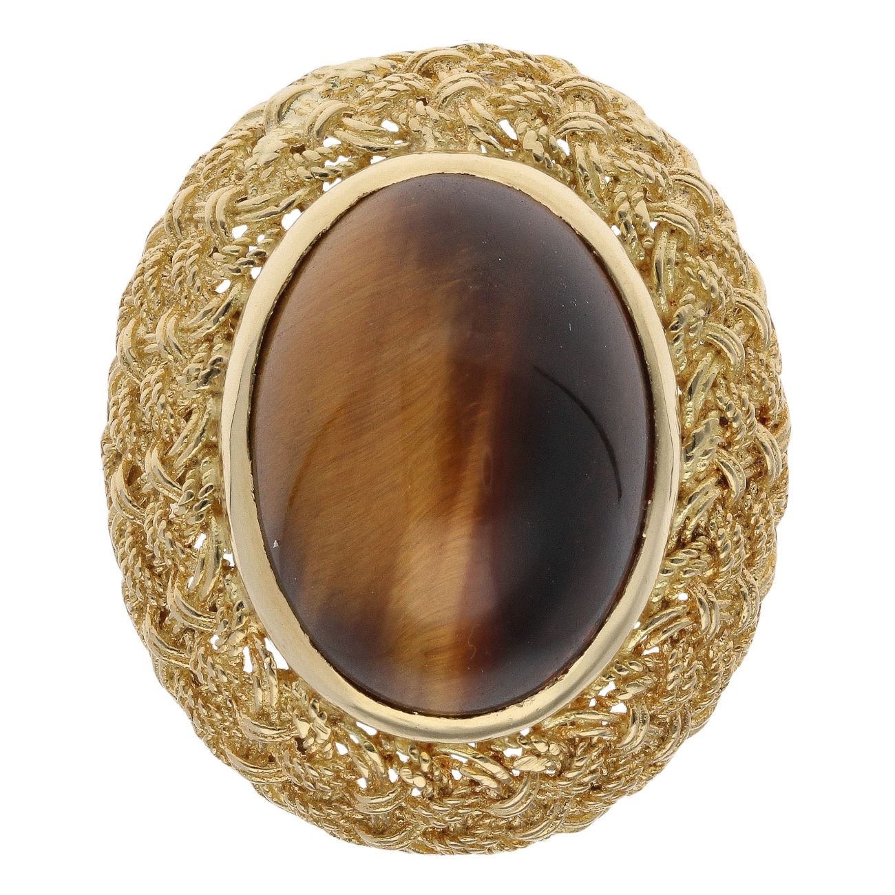 18ct Yellow Gold Tiger's Eye Single Stone Ring