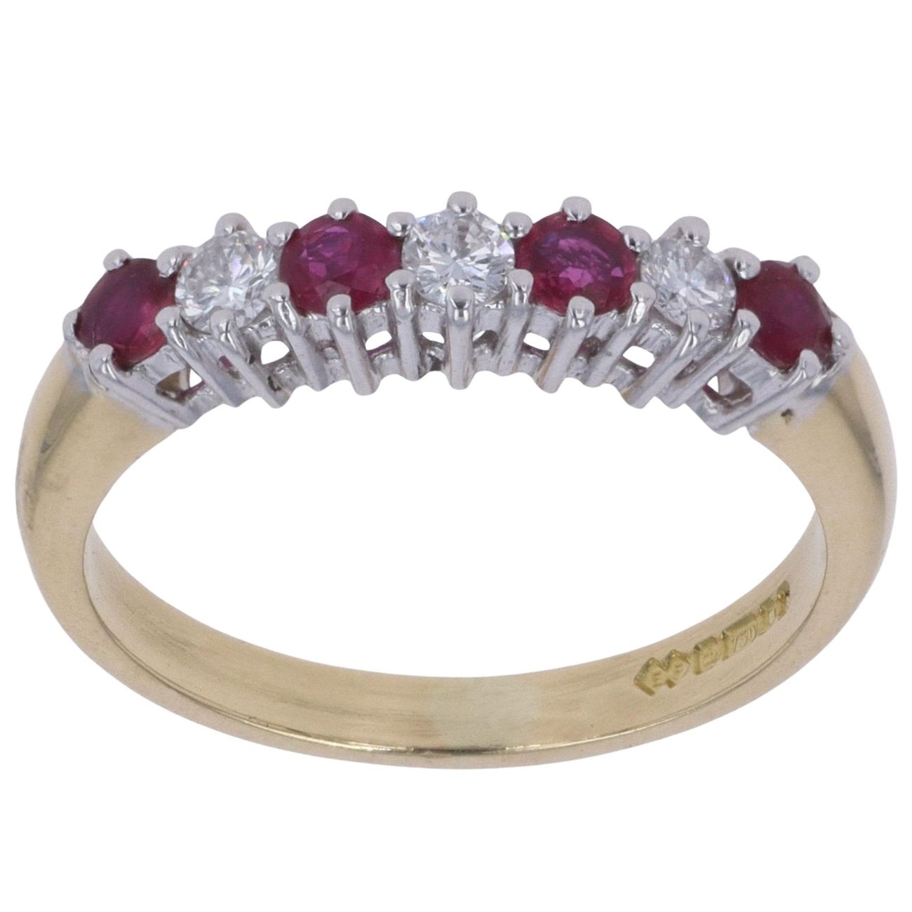 18ct Yellow Gold 0.20ct Diamond and Ruby Eternity Ring
