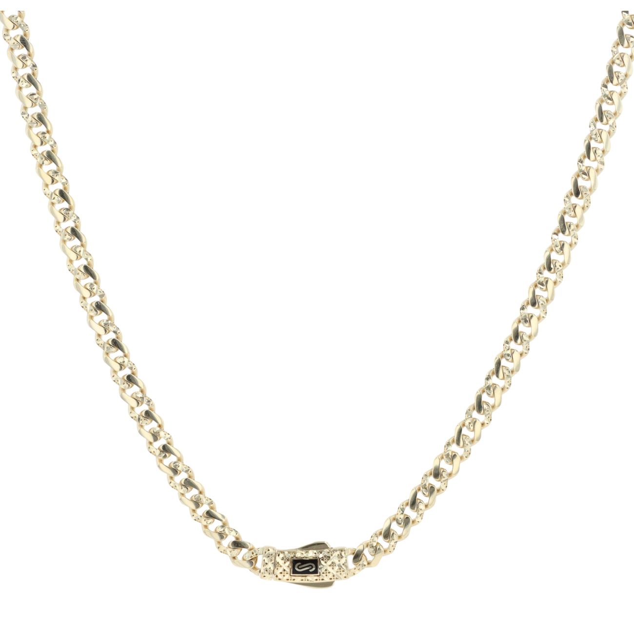 14ct Yellow Gold Monaco Patterned Curb Flex Lock Chain 18"