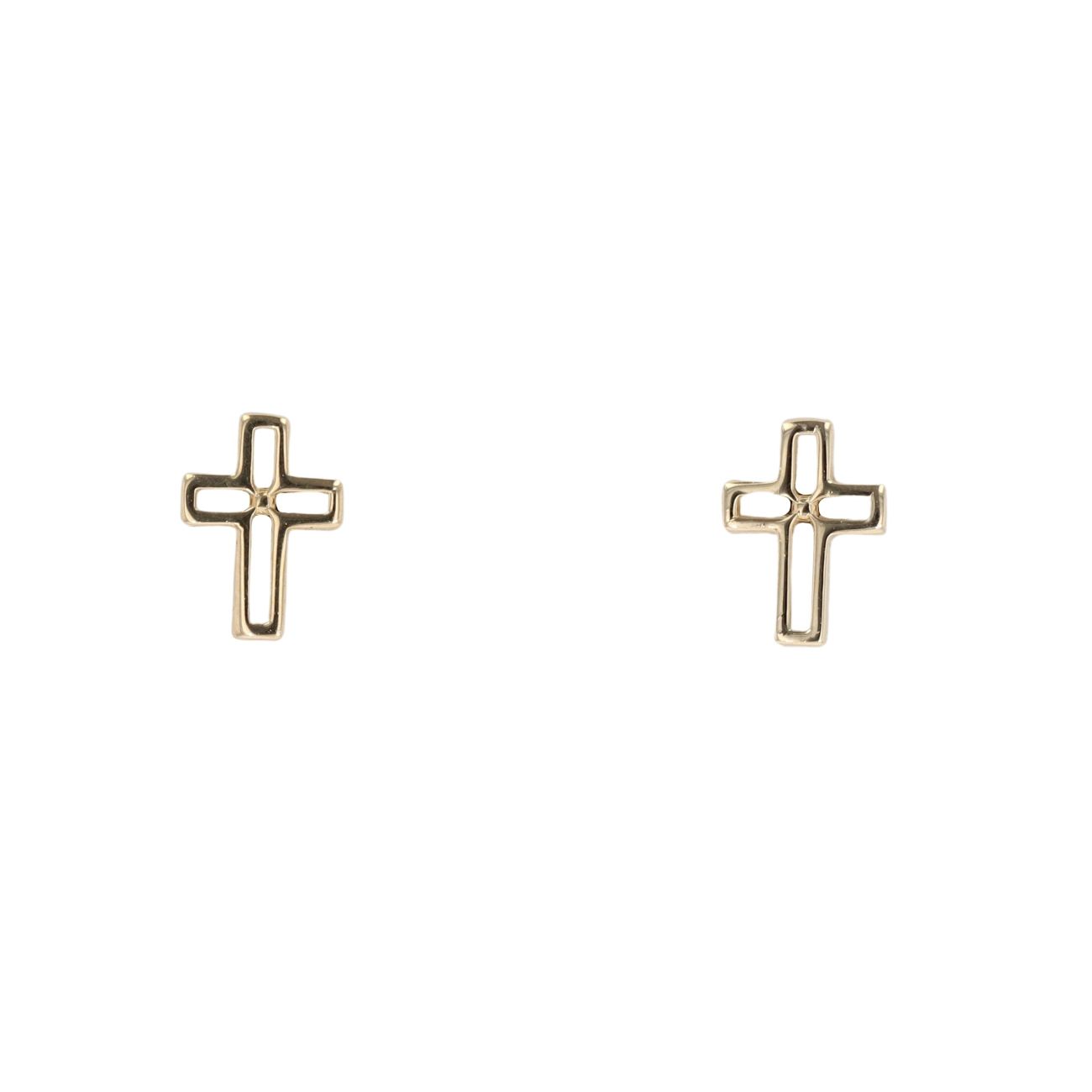 Children's 14ct Yellow Gold Cross Stud Earrings