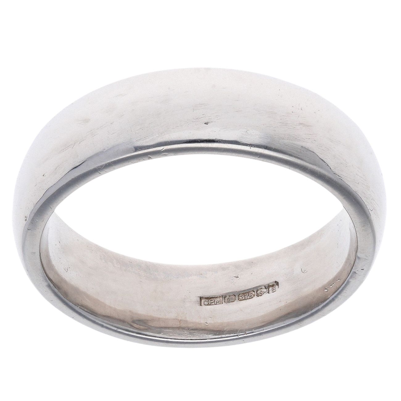 9ct White Gold Slight Court Wedding Band 6mm