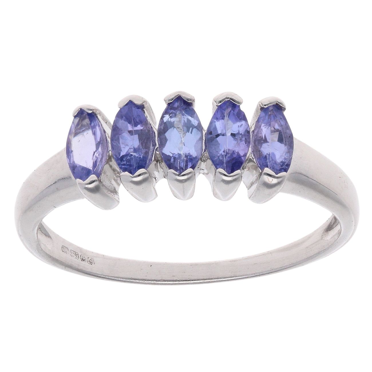 9ct White Gold Five Stone Tanzanite Ring